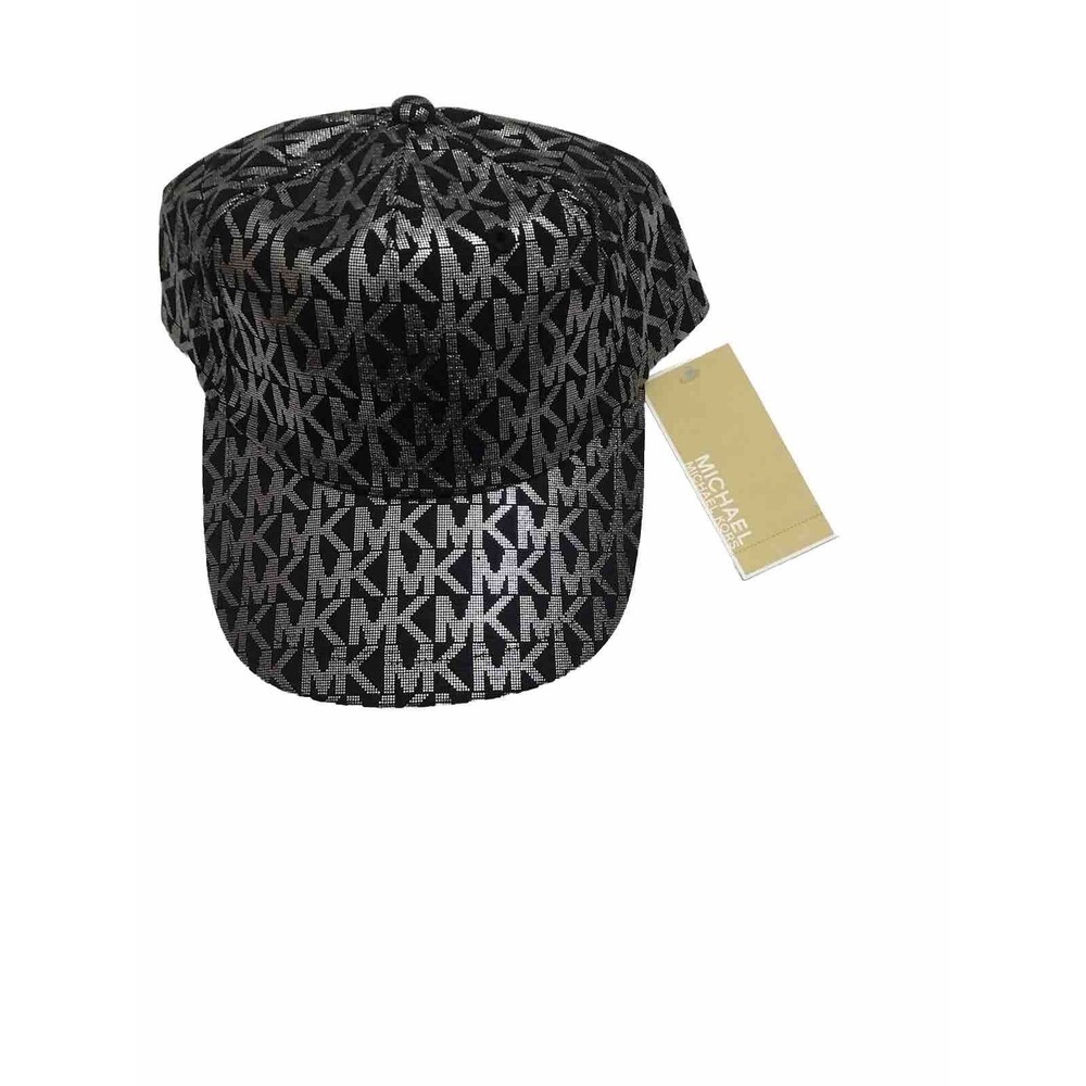 Michael Kors Monogram MK Logo Black / Silver Baseball Cap Hat One Size NWT - Picture 9 of 10